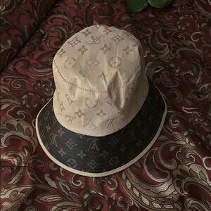 Beige and Black Bucket Hat